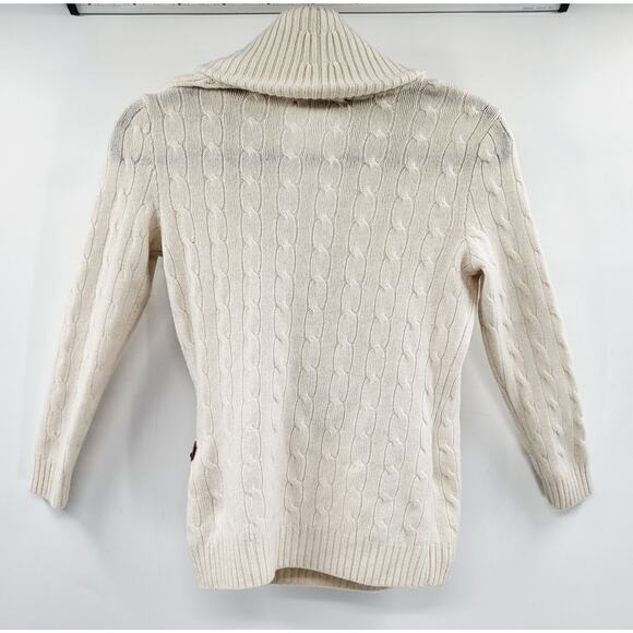 Vintage Ralph Lauren Black Label Cashmere Cream Cable Knit Sweater Women's Sz S - Picture 2 of 10